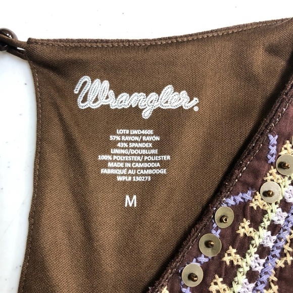 Wrangler Brown Embroidered Western Dress Size Medium NWT - Picture 4 of 7